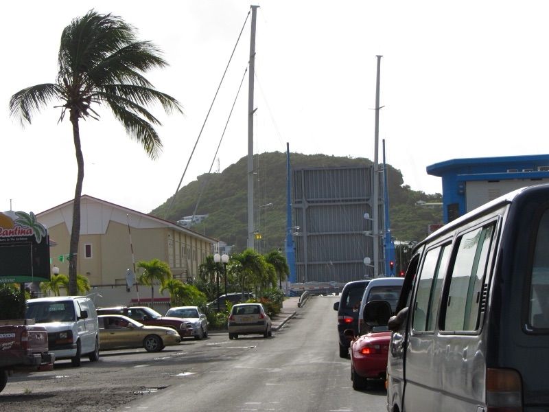 Simpson Bay Bridge raised, file photograph from 2011